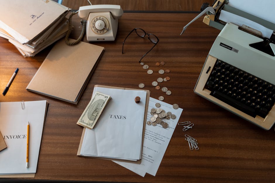 Invoice and money on a desk